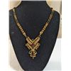 Image 3 : 18K GOLD PLATED NECKLACE W/ VARIOUS COLOUR OF RHINESTONES AND BLACK BEADS