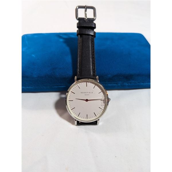 ROSEFIELD AMS/NYC RF32-B-09155 WATCH, NEW LEATHER BAND, BATTERY REQUIRED