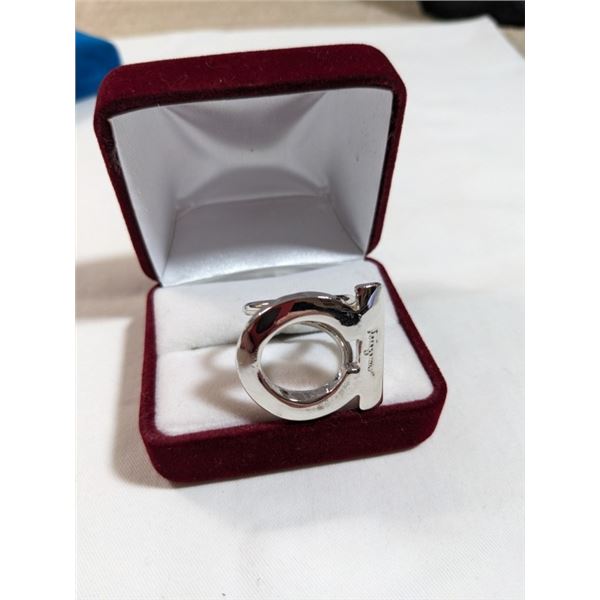 SILVER DESIGNER RING, SIGNED
