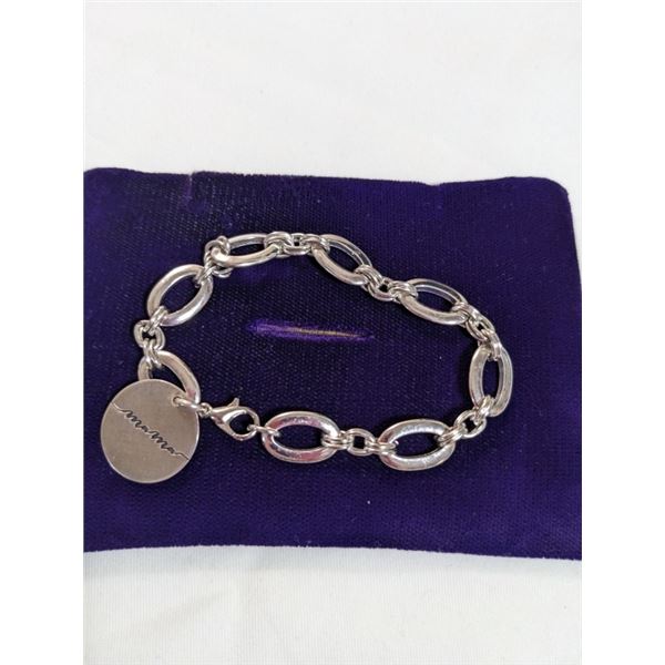 SILVER PLATED LINKS BRACELET W/ ONE CHARM ENGRAVED MAMA
