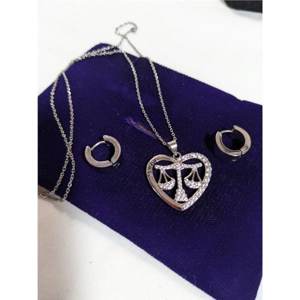 STAINLESS STEEL LAWYER PENDANT W/ CHAIN NECKLACE + PAIR OF HOOP EARRINGS
