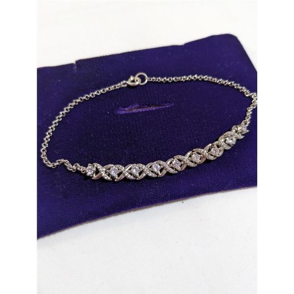 925 STERLING SILVER W/ STONES LARGE BRACELET OR ANKLET, 9" LENGTH
