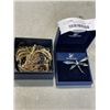 Image 1 : BUTTERFLY PENDANT, NOT MARKED, AND 3 ESTATE GOLD TONE NECLACES