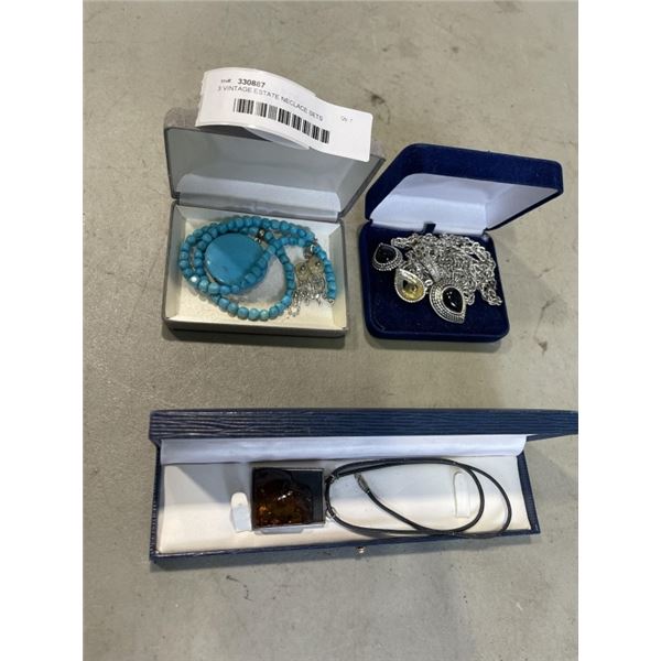 3 VINTAGE ESTATE NECLACE SETS