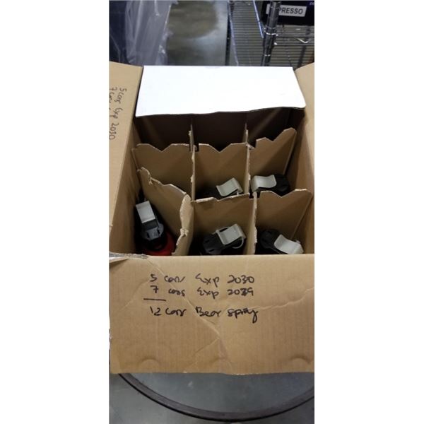 12 CANS BEAR SPRAY. 5 CANS EXP 2030, 7 CANS EXP  2029