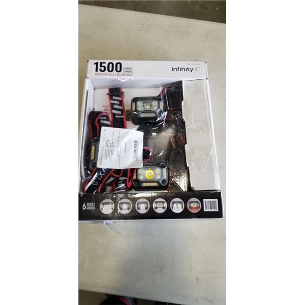 3 NEW INFINITY X1 RECHARGABLE HEADLAMPS. 1500 LUMENS