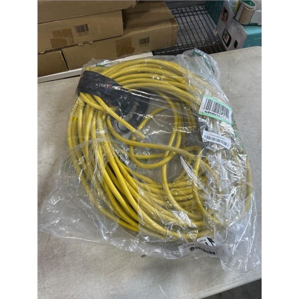 APPROX 100 FOOT YELLOW HEAVY DUTY EXTENSION CORD. 12AWG/3C
