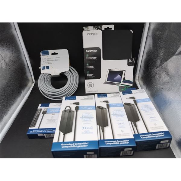 BOXED UNIVERSAL LAPTOP CHARGER AND ELECTRONIC ACCESSORIES