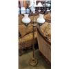 Image 1 : ANTIQUE BRASS FLOOR LAMP W/ 2 MILK GLASS SHADES
