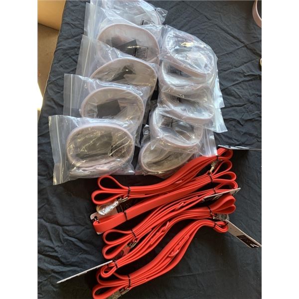 5 NEW STANDARD 5FT WATERPROOF LEASH AND 10 NEW MEDIUM WATERPROOF COLLARS 12"-15"