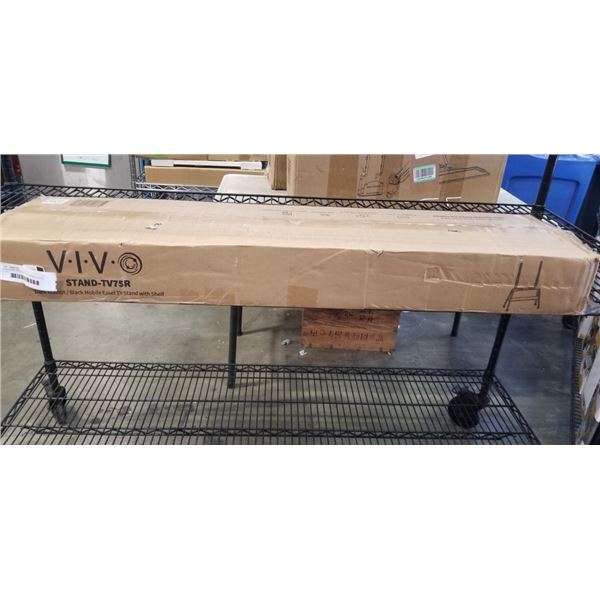 VIVO DARK WALNUT/BLACK MOBILE EASEL TV STAND WITH SHELF