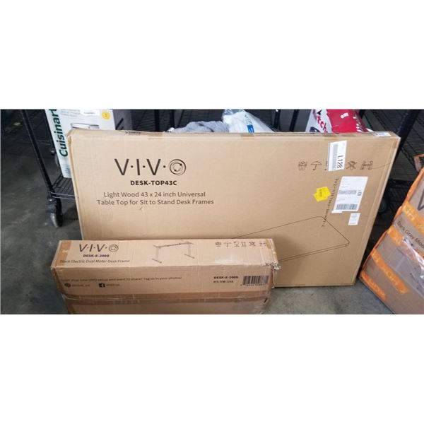 VIVO BLACK ELECTRIC DUAL MOTOR DESK FRAME AND VIVO LIGHTWOOD 43 X 24 INCH UNIVERSAL TABLE TOP FOR SI