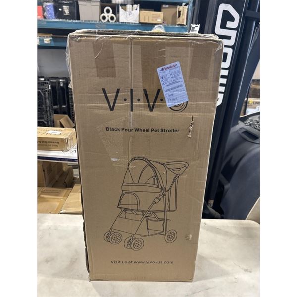 VIVO BLACK FOUR WHEEL PET STROLLER