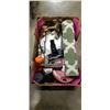Image 1 : TRAY OF HOUSEHOLD ITEMS INCLDING LEAN MEAT FAT GRILLING MACHINE, HOUSE MAT, TABLE CLOCK, WATER BOTTL