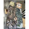 Image 1 : CABELAS / REAL TREE HUNTING PANTS AND SHIRT, SIZE 32 AND MEDIUM, AND GAME BAG ETC
