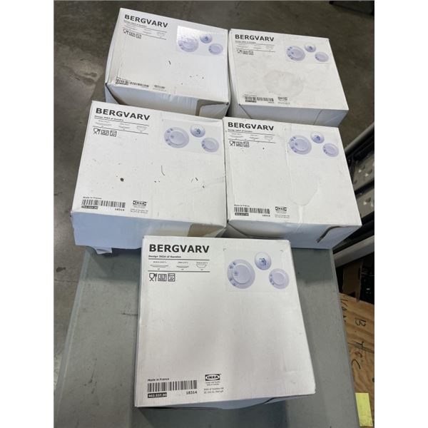 5 BOXES OF BERGVARV IKEA DINNER PLATES, BOWLS 12PC PER BOX