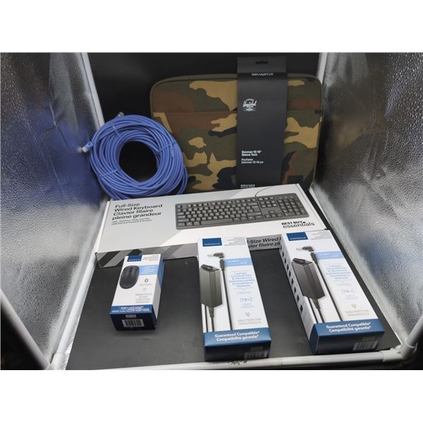BOXED UNIVERSAL LAPTOP CHARGER AND ELECTRONIC ACCESSORIES