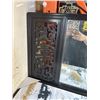 Image 6 : ROSEWOOD CARVED WALL MIROR AND CANVAS WALL PICTURE