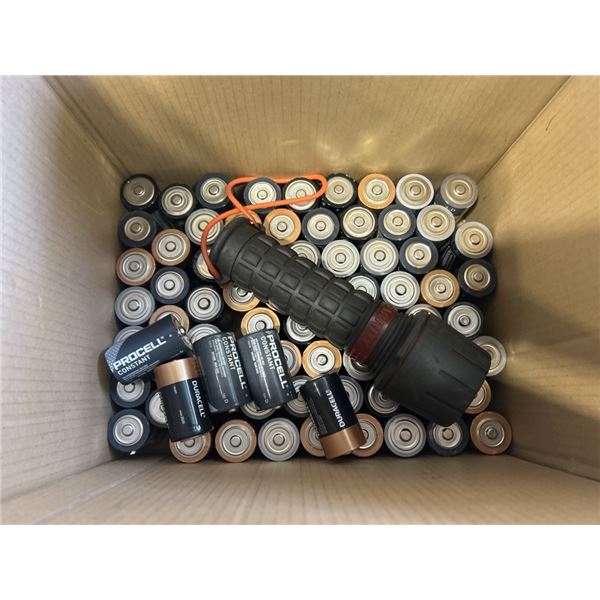 ASSORTED BATTERIES AND FLASHLIGHT