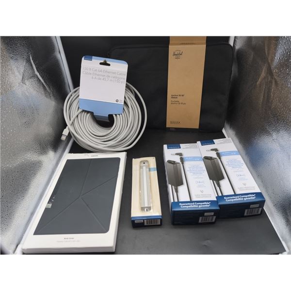 BOXED UNIVERSAL LAPTOP CHARGER AND ELECTRONIC ACCESSORIES