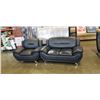 Image 1 : MODERN BLACK LOVESEAT AND CHAIR WITH CHROME LEGS, IN GOOD CONDITION