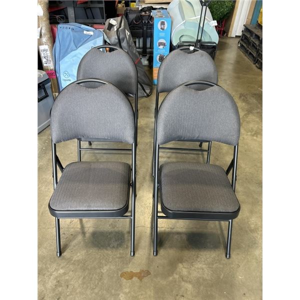 4 NEW FOLDING GRAY CHAIRS