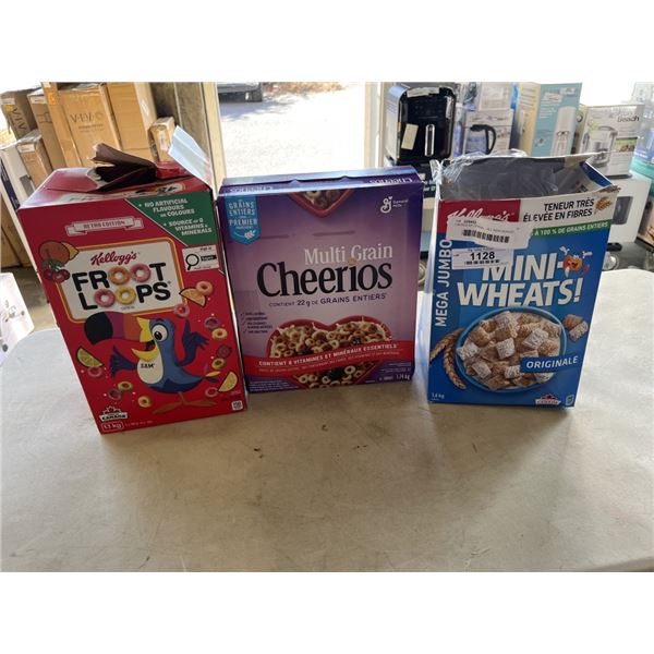 5 BAGS OF CEREAL - ALL NEW SEALED EXCEPT ONE BAG OF MINI WHEATS