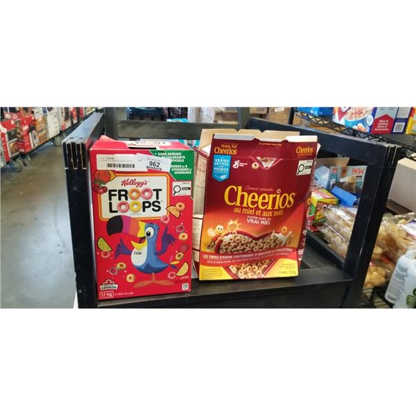 2 BAGS OF CHEERIOS AND 2 BAGS FRUITLOOPS - ALL SEALED