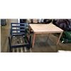 Image 1 : PINE IKEA DINETTE TABLE, AND RECLINING ROCKER DECK CHAIR