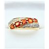 Image 2 : GOLD PLATED STERLING SILVER NATURAL ORANGE SAPPHIRE WITH WHITE SAPPHIRE RING, SIZE 7, W/A $750.00. S