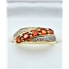 Image 3 : GOLD PLATED STERLING SILVER NATURAL ORANGE SAPPHIRE WITH WHITE SAPPHIRE RING, SIZE 7, W/A $750.00. S