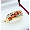 Image 4 : GOLD PLATED STERLING SILVER NATURAL ORANGE SAPPHIRE WITH WHITE SAPPHIRE RING, SIZE 7, W/A $750.00. S