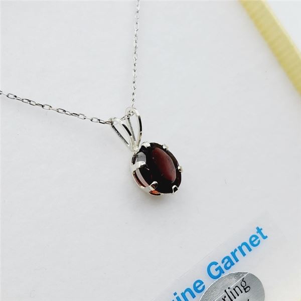 STERLING SILVER NATURAL GARNET PENDANT, W/A $550.00. GARNET IS THE BIRTHSTONE FOR JANUARY.