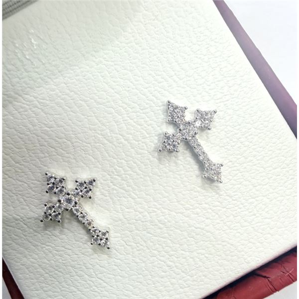 STERLING SILVER MOISSANITE CROSS EARRINGS, W/A $350.00.