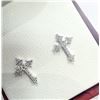 Image 1 : STERLING SILVER MOISSANITE CROSS EARRINGS, W/A $350.00.