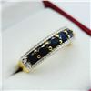 Image 1 : GOLD PLATED STERLING SILVER NATURAL BLUE SAPPHIRE WITH WHITE SAPPHIRE RING, SIZE 7, W/A $650.00. SAP