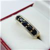 Image 2 : GOLD PLATED STERLING SILVER NATURAL BLUE SAPPHIRE WITH WHITE SAPPHIRE RING, SIZE 7, W/A $650.00. SAP