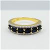 Image 3 : GOLD PLATED STERLING SILVER NATURAL BLUE SAPPHIRE WITH WHITE SAPPHIRE RING, SIZE 7, W/A $650.00. SAP