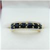 Image 4 : GOLD PLATED STERLING SILVER NATURAL BLUE SAPPHIRE WITH WHITE SAPPHIRE RING, SIZE 7, W/A $650.00. SAP
