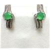 Image 1 : STERLING SILVER NATURAL GREEN ONYX WITH CZ EARRINGS, W/A $400.00.