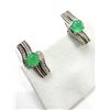 Image 3 : STERLING SILVER NATURAL GREEN ONYX WITH CZ EARRINGS, W/A $400.00.