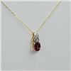 Image 1 : GOLD PLATED STERLING SILVER NATURAL GARNET AND CZ PENDANT WITH BRASS GOLD PLATED CHAIN, W/A $550.00.