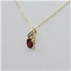 Image 2 : GOLD PLATED STERLING SILVER NATURAL GARNET AND CZ PENDANT WITH BRASS GOLD PLATED CHAIN, W/A $550.00.
