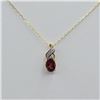 Image 3 : GOLD PLATED STERLING SILVER NATURAL GARNET AND CZ PENDANT WITH BRASS GOLD PLATED CHAIN, W/A $550.00.