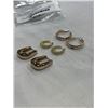 Image 2 : 3 PAIRS OF GOLD TONE HUGGIE EARRINGS