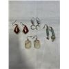 Image 1 : 4 PAIRS OF DANGLE EARRINGS, 2 HAVE NATURAL STONES