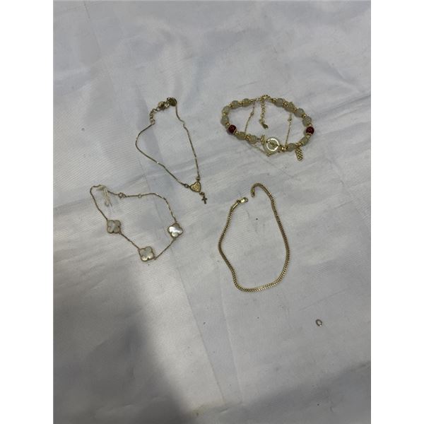GOLD TONE 925 BRACELETS, ONE WITH JADE