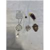 Image 1 : 2 PINS, 2 BROOCHES AND CRYSTAL TREE HANGER