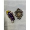 Image 2 : 2 PINS, 2 BROOCHES AND CRYSTAL TREE HANGER
