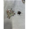 Image 3 : 2 PINS, 2 BROOCHES AND CRYSTAL TREE HANGER